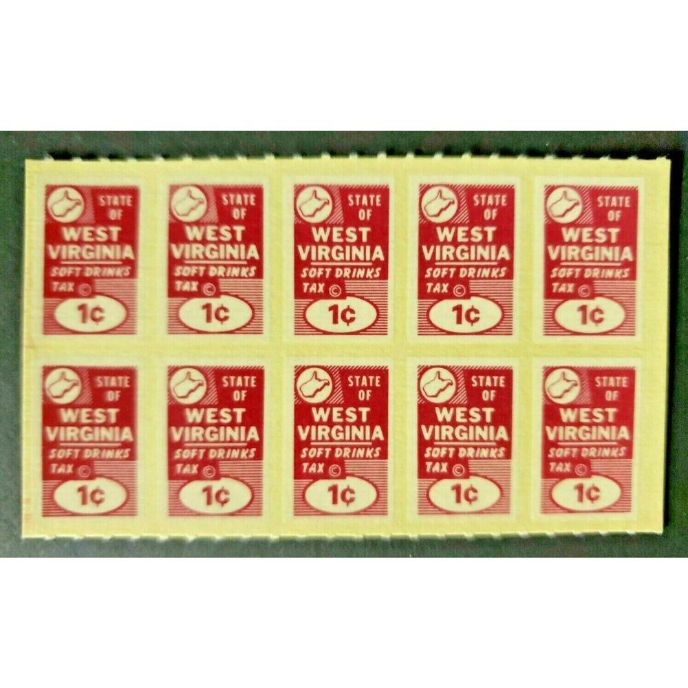 Revenue Stamp State of West‎ Virginia Soft Drinks Tax "1 Cent" B3